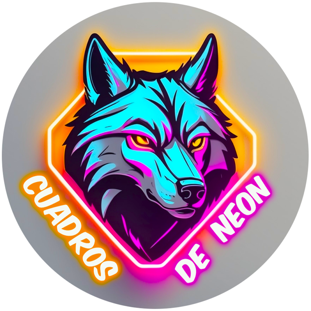 logotipo cuadros neon wolf